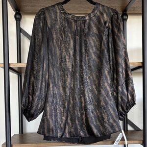 Zac & Rachel Metallic Black and Bronze Blouse M
